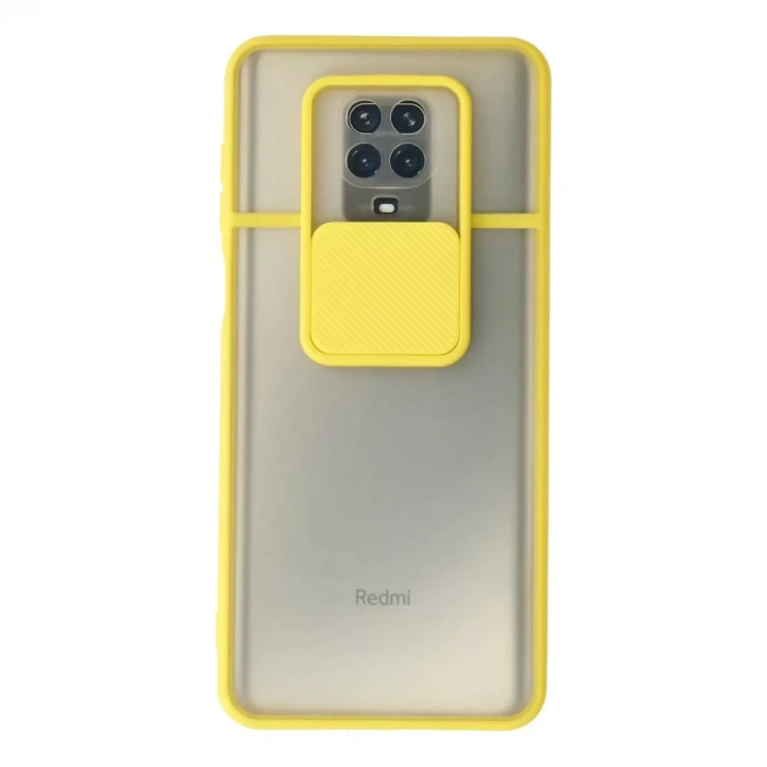 Xiaomi Redmi Note 9 Pro Kılıf Palm Buzlu Kamera Sürgülü Silikon - Sarı