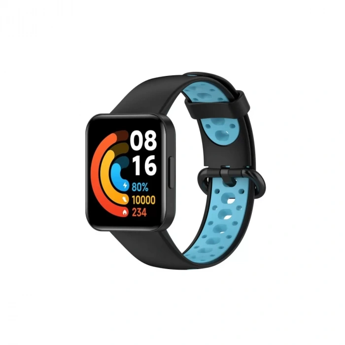 Xiaomi Redmi Watch 2 Spor Delikli Kordon - Siyah-mavi