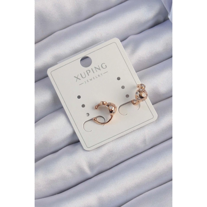 Xuping Rose Renk Zirkon Taşlı Bombeli Topçuk Earcuff Küpe 5886