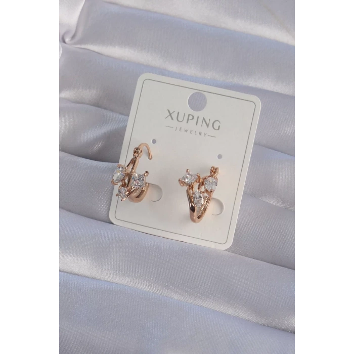XUPİNG Rose Renk Zirkon Taşlı Halka Küpe - TJ-BKP9358
