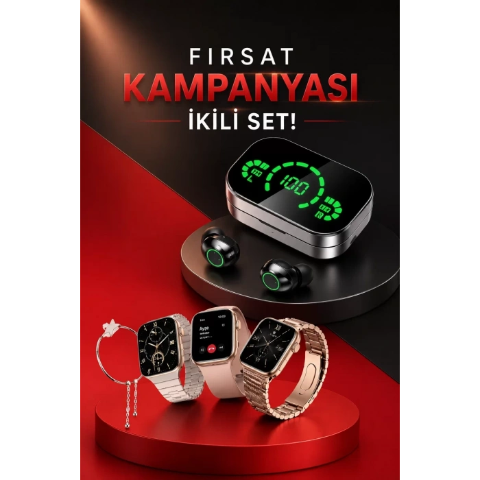 Yeni Nesil Kaliteli Akıllı Saat ve Kablosuz Bluetooth Kulaklık Yüksek Ses Kaliteli