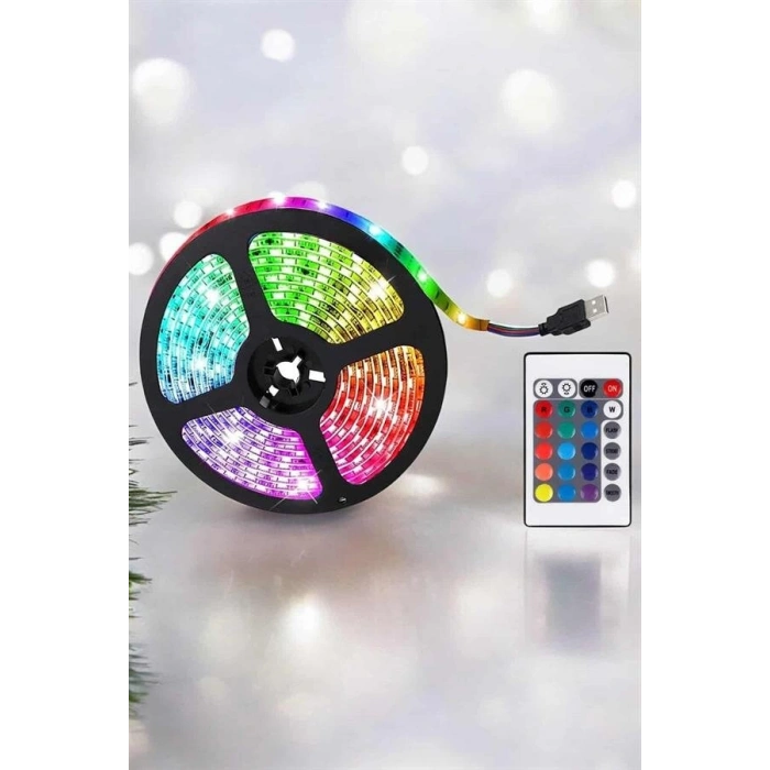 Yeni Nesil RGB Işıklı 10Metre Şerit Led Kumandalı Şarj Edilebilir