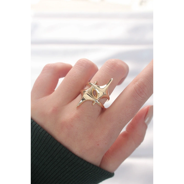 Yıldız Model Gold Renk Ayarlanabilir Yüzük 5886