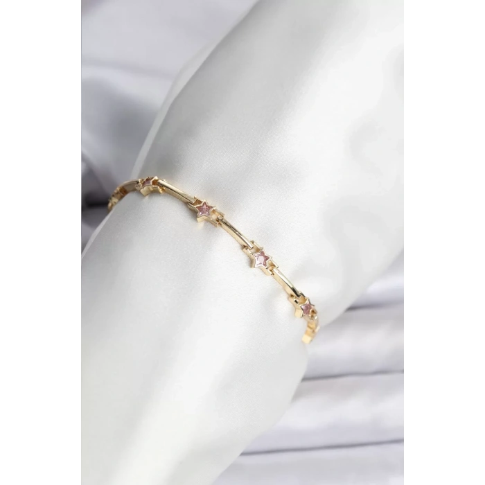Yıldız Model Gold Renk Pirinç Bileklik - TJ-BB8081