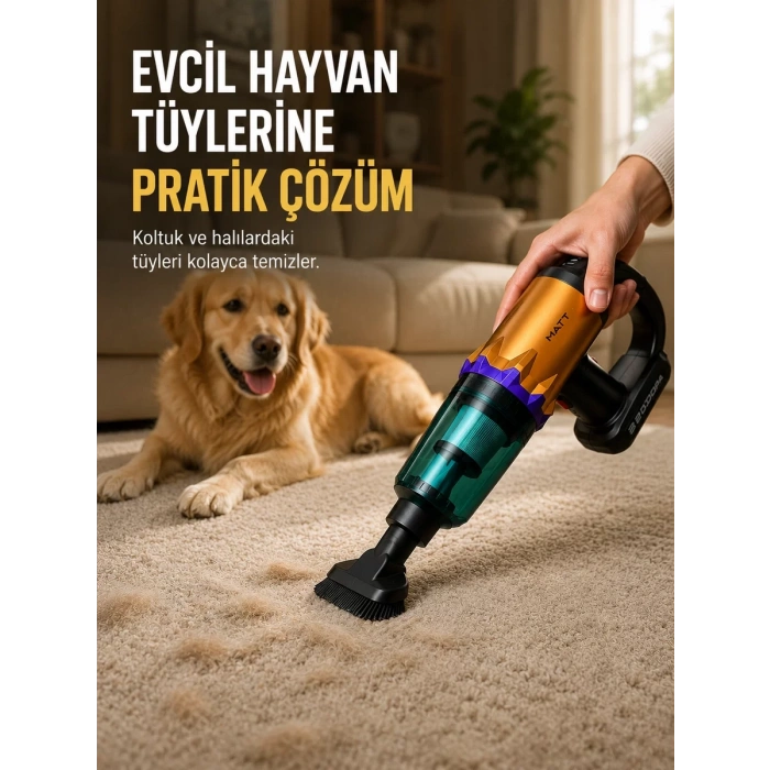 Yüksek Çekiş Gücüne Sahip Şarjlı El Süpürgesi Araç ve Ev Kullanımına Uygun