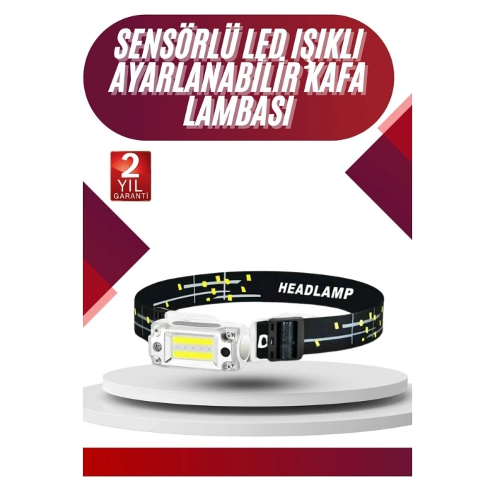 Yüksek Işıklı Şarjlı ve Sensörlü LED Kafa Lambası Kamp Lambası