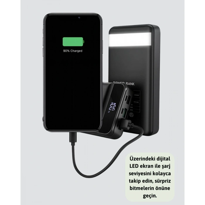 Yüksek Kapasiteli 50.000 mAh Powerbank – Type-C Lightning ve Micro USB Uyumlu Çoklu Cihaz Şarj Özellikli