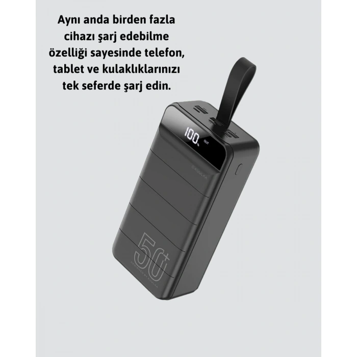 Yüksek Kapasiteli 50.000 mAh Powerbank – Type-C Lightning ve Micro USB Uyumlu Çoklu Cihaz Şarj Özellikli