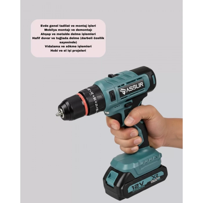 Yüksek Performanslı Şarjlı Matkap Seti Güçlü Motor Uzun Pil Ömrü ve 18 Parça Aksesuarlı