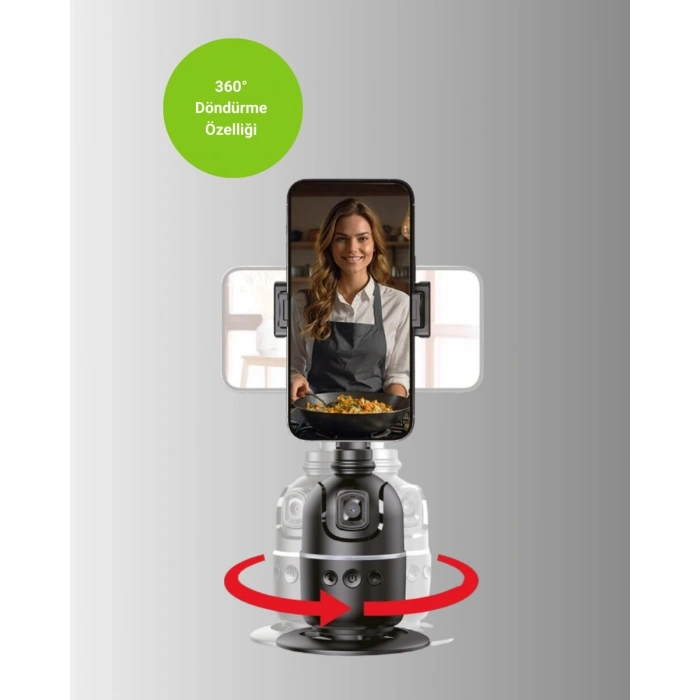 Yüz Takipli 360° Akıllı Gimbal Telefon ve Aksiyon Kamera Uyumlu