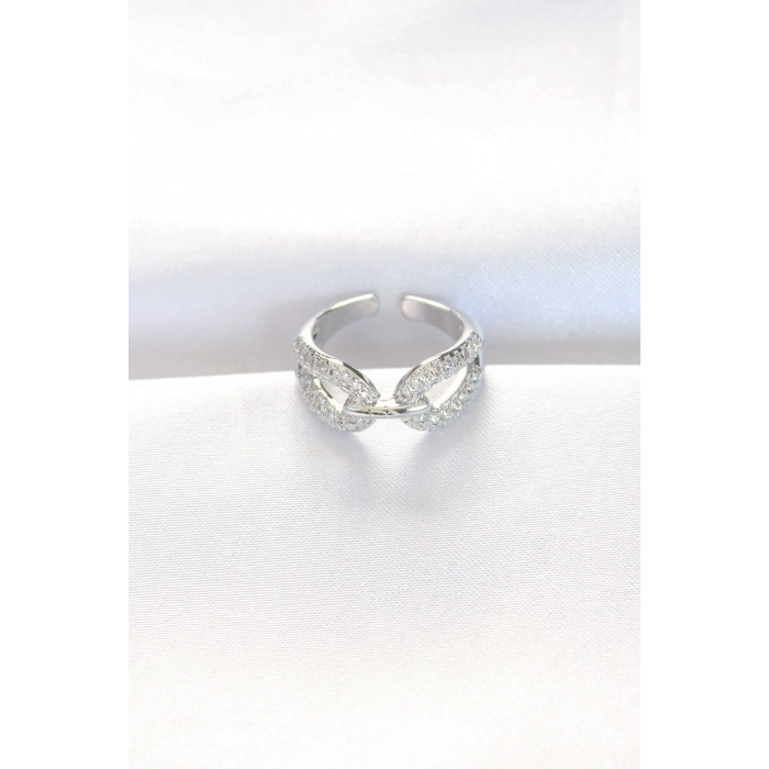 Zirkon Taşlı Silver Renk Ayarlanabilir Yüzük 5886