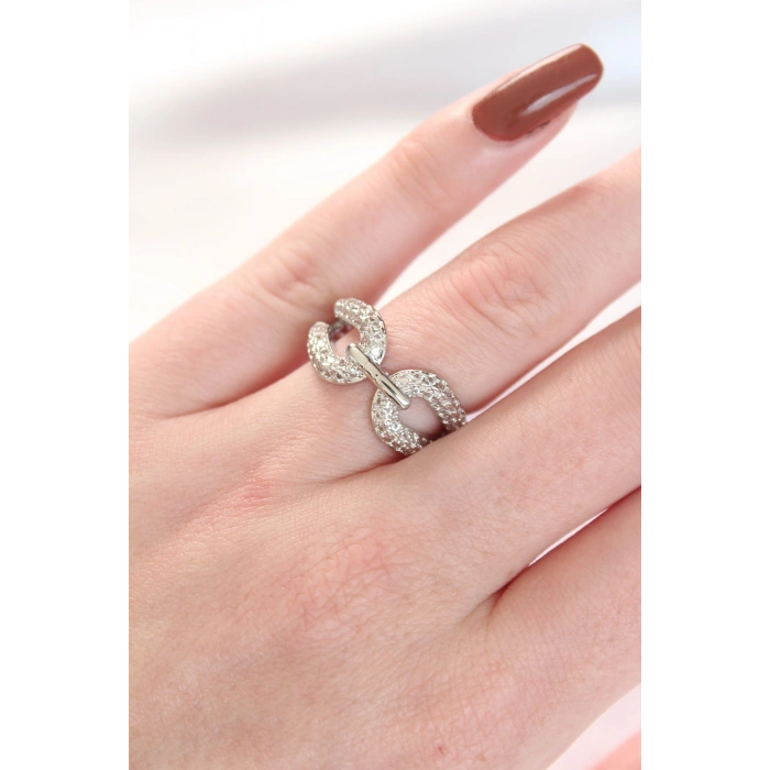 Zirkon Taşlı Silver Renk Ayarlanabilir Yüzük 5886