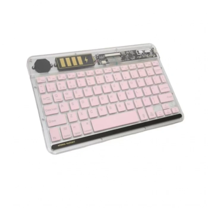 ZR612 Rgb Şeffaf Pembe Bluethooth Klavye