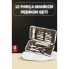 12 Parça Manikür Pedikür Seti Özel Deri Çanta El Ayak Bakımı Akne ve Sivilce Temizleme