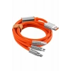 120W Silikon Metal Uçlu LED Işıklı 3 In1 Şarj Kablosu 1.2m