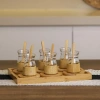 18 Parça Bambu Çay Seti - 6 Çay Bardağı - Borosilikat Cam