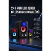 2+1 RGB LED Işıklı Güçlü Bas Sistemli Bilgisayar Hoparlörü