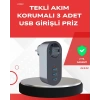 2500W Güç Destekli Akım Korumalı Priz – 3 USB Çıkışlı