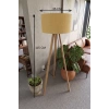 3 Ayaklı Tripod Lambader Hardal Kumaş Başlık