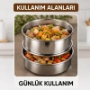 3lü Metal Sefer Tası - Paslanmaz Çelik - 16 cm