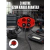 3 Metre Kablolu 4’lü Kırmızı Priz Makara