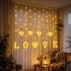 3 Metre Perde Led Işık - 8 Modlu Kalp ve LOVE Figürlü Dekoratif Animasyonlu Led