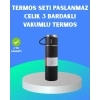 304 Çelik Termos Seti | 2 Bardaklı 500 ml Uzun Süre Isı Koruma