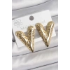 316 Çelik Gold Renk İşlemeli Kalp Model Kadın Küpe - TJ-BKP10523