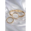 316L Çelik Gold Renk Arpa İşleme Açılabilir Fanus Model Kadın Kelepçe 5886