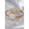 316L Çelik Gold Renk Arpa İşleme Açılabilir Fanus Model Kadın Kelepçe 5886