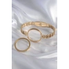 316L Çelik Gold Renk Arpa İşleme Açılabilir Fanus Model Kadın Kelepçe - TJ-BB5911