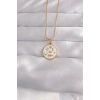 316L Çelik Gold Renk Beyaz Mineli Karışık Figürlü Tarot Kolye 5886