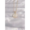 316L Çelik Gold Renk Beyaz Mineli Karışık Figürlü Tarot Kolye - TJ-BKO9041