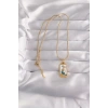 316L Çelik Gold Renk Beyaz Mineli Kız Figür Tarot Kolye - TJ-BKO9027