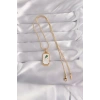 316L Çelik Gold Renk Beyaz Mineli Tarot Kolye - TJ-BKO9039