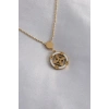 316L Çelik Gold Renk Çiçek Figür Kadın Kolye 5886