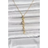 316L Çelik Gold Renk Deniz Temalı Y Model Zirkon Taşlı Kadın Kolye - TJ-BKO11051