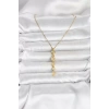 316L Çelik Gold Renk Deniz Temalı Y Model Zirkon Taşlı Kadın Kolye - TJ-BKO11051