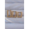 316L Çelik Gold Renk Dikdörtgen Küpe Seti 5886