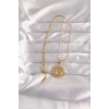 316L Çelik Gold Renk Güneş Figür Vintage Kolye - TJ-BKO9060