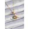 316L Çelik Gold Renk Kalp Detay Mektup Figür Charm Model Kadın Kolye - TJ-BKO9314