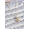 316L Çelik Gold Renk Kalp Detay Mektup Figür Charm Model Kadın Kolye - TJ-BKO9314