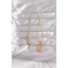 316L Çelik Gold Renk Karışık Mineli Ay Figür Tarot Kolye 5886
