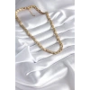 316L Çelik Gold Renk Lazer Kesim Arpa Zincir Model Kadın Kolye 5886