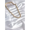 316L Çelik Gold Renk Lazer Kesim Arpa Zincir Model Kadın Kolye - TJ-BKO8285