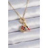 316L Çelik Gold Renk Makyaj Paleti Figür Charm Model Kadın Kolye - TJ-BKO9322