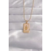 316L Çelik Gold Renk Pembe Mineli El Figür Tarot Kolye - TJ-BKO9031