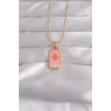316L Çelik Gold Renk Pembe Mineli Güneş Model Tarot Kolye - TJ-BKO9029