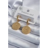 316L Çelik Gold Renk Pentagram İşleme Model Kadın Küpe 5886