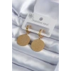 316L Çelik Gold Renk Pentagram İşleme Model Kadın Küpe 5886